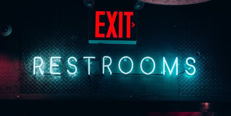 Restrooms - Close-Up Shot of Signages