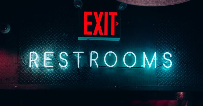 Restrooms - Close-Up Shot of Signages