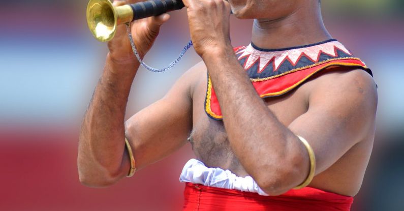Cultural Event - Man Playing Brass Instrument during Daytime