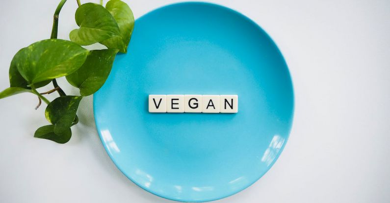 Vegan - Scrabble Tiles in Blue Ceramic Plate